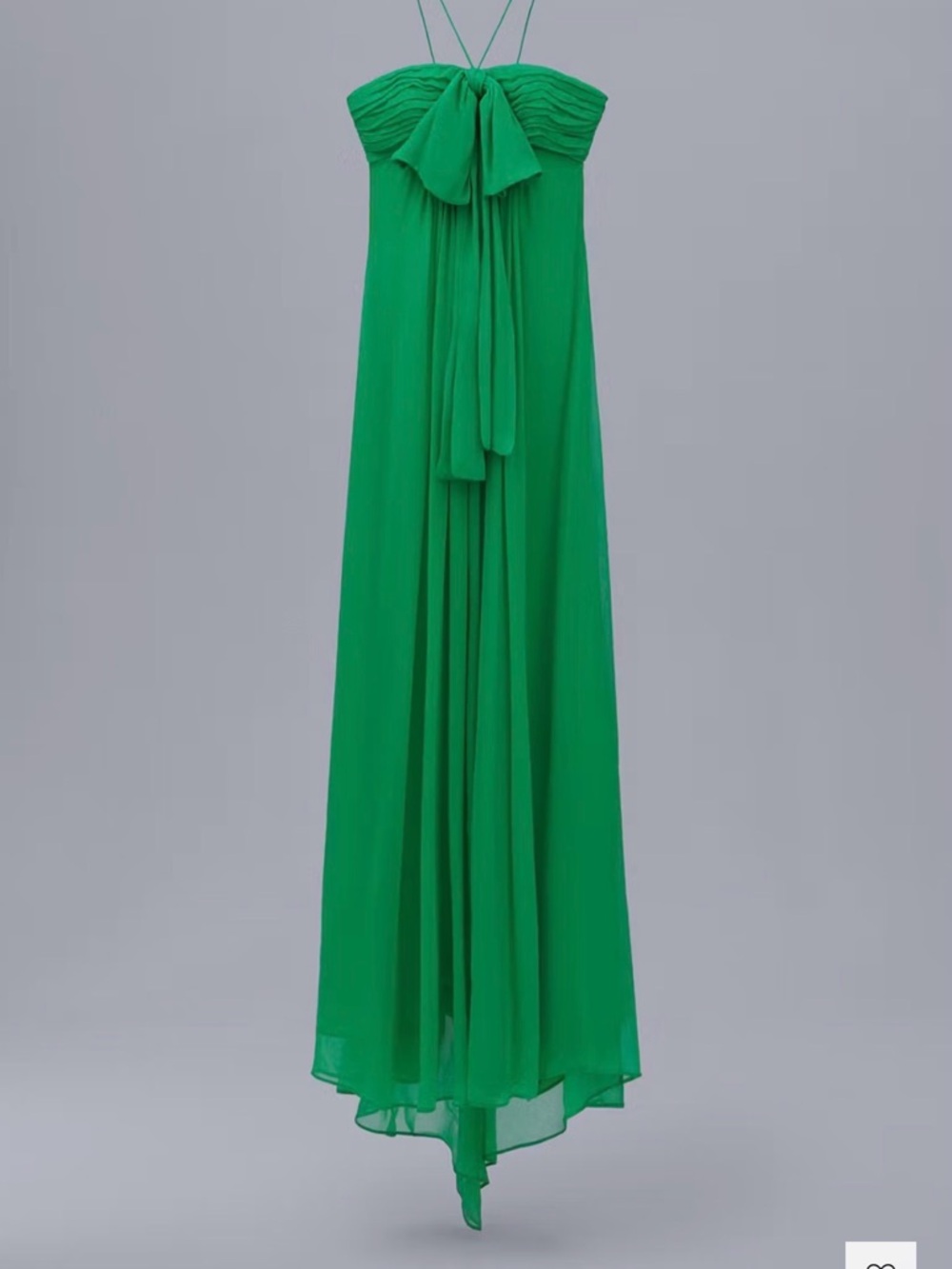 Mango Strapless Bow-Front Maxi Dress in Emerald Green